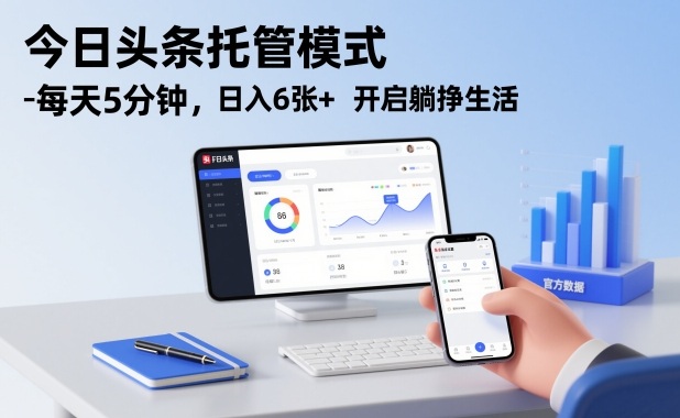 今日头条托管模式，每天5分钟，日入6张+，开启躺挣生活【揭秘】-好耶资源