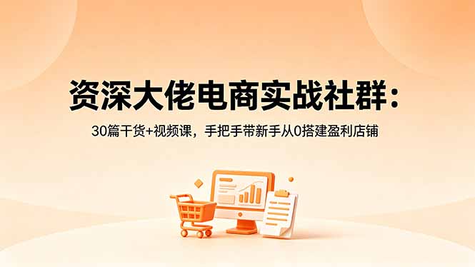 资深大佬电商实战社群:30篇干货+视频课,手把手带新手从0搭建盈利店铺-好耶资源
