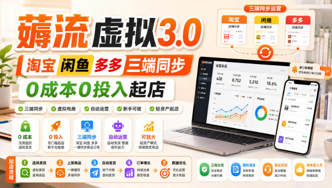 绅白不白·薅流虚拟3.0丨淘宝闲鱼多多三端同步丨0成本0投入起店（更新）-好耶资源