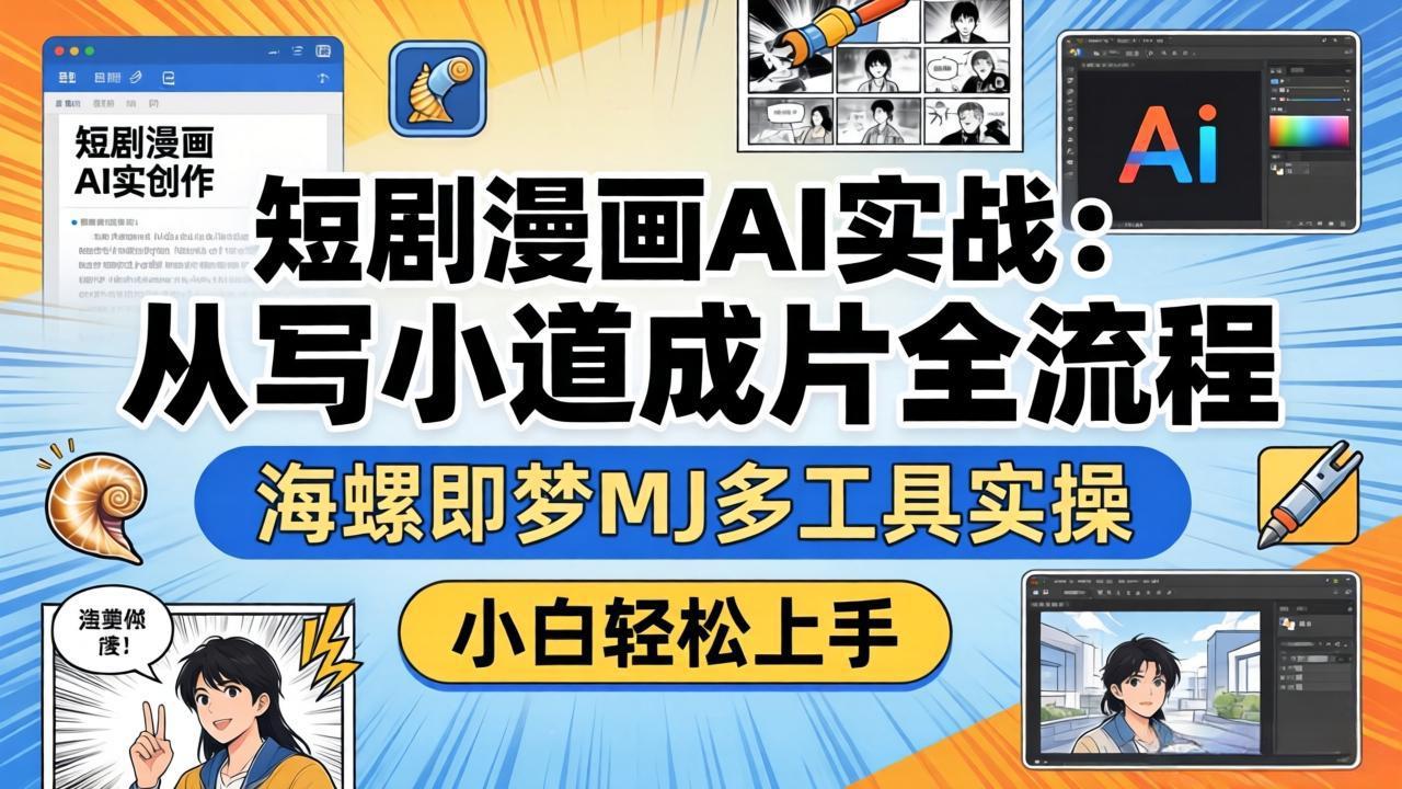 短剧漫画AI实战：从写小说到成片全流程，海螺即梦MJ多工具实操，小白轻松上手-好耶资源