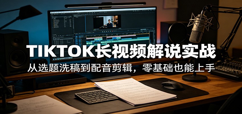 TIKTOK长视频解说实战：从选题洗稿到配音剪辑，零基础也能上手-好耶资源