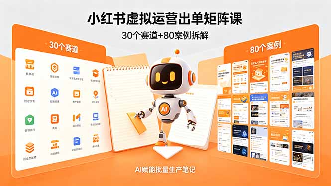 小红书虚拟运营出单矩阵课：30个赛道+80案例拆解，AI赋能批量生产笔记-好耶资源