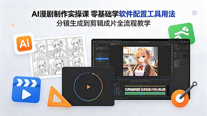 AI漫剧制作实操课 零基础学软件配置工具用法 分镜生成到剪辑成片全流程教学-好耶资源