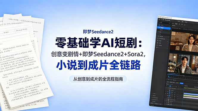 零基础学AI短剧:创意变剧情+即梦Seedance2+Sora2,小说到成片全链路-好耶资源