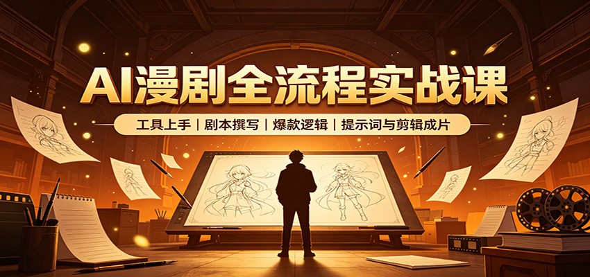 AI漫剧全流程实战课：工具上手、剧本撰写、爆款逻辑、提示词与剪辑成片-好耶资源