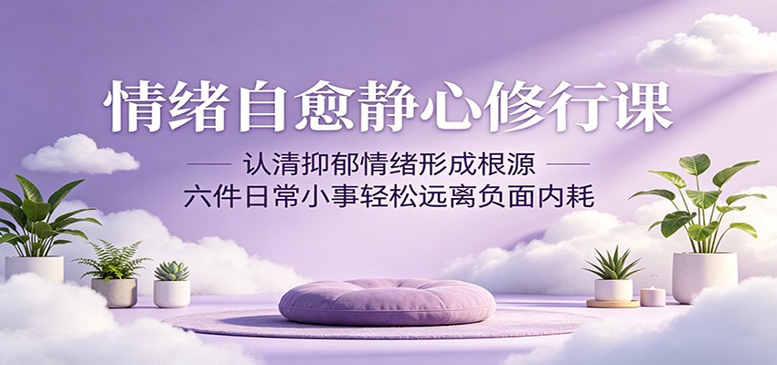 情绪自愈静心修行课：认清抑郁情绪形成根源，六件日常小事轻松远离负面内耗-好耶资源