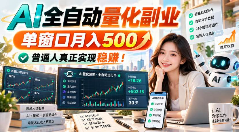 (20735期)AI全自动量化副业,单窗口月入500,普通人真正实现稳赚! (20735期)AI全自动量化副业,单窗口月入500,普通人真正实现稳赚!