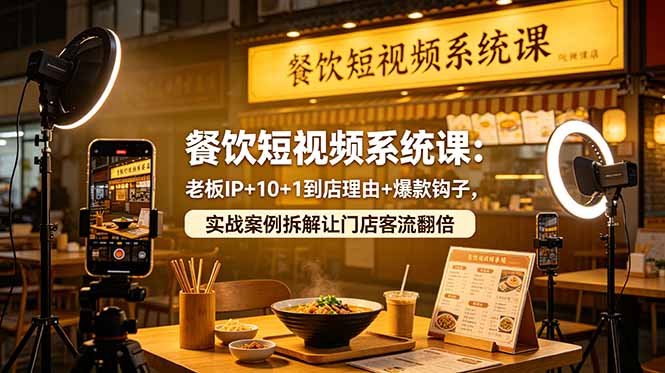 餐饮短视频系统课:老板IP+10+1到店理由+爆款钩子,实战案例拆解让门店客流翻倍-好耶资源