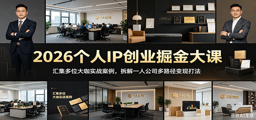 2026个人IP创业掘金大课：汇集多位大咖实战案例，拆解一人公司多路径变现打法-好耶资源