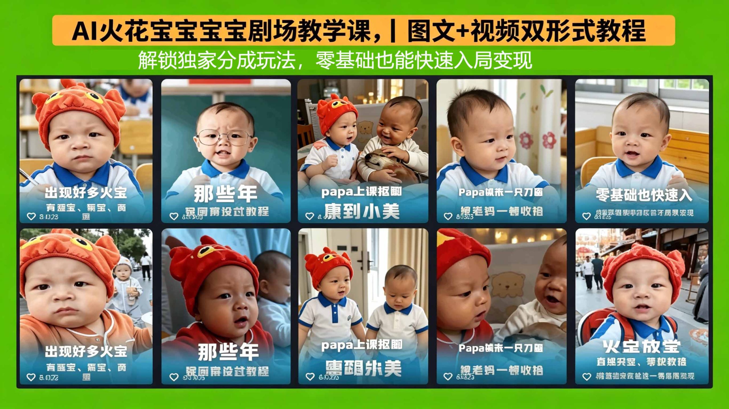 AI火花宝宝宝宝剧场教学课，图文+视频双形式教程，解锁独家分成玩法，零基础也能快速入局变现-好耶资源