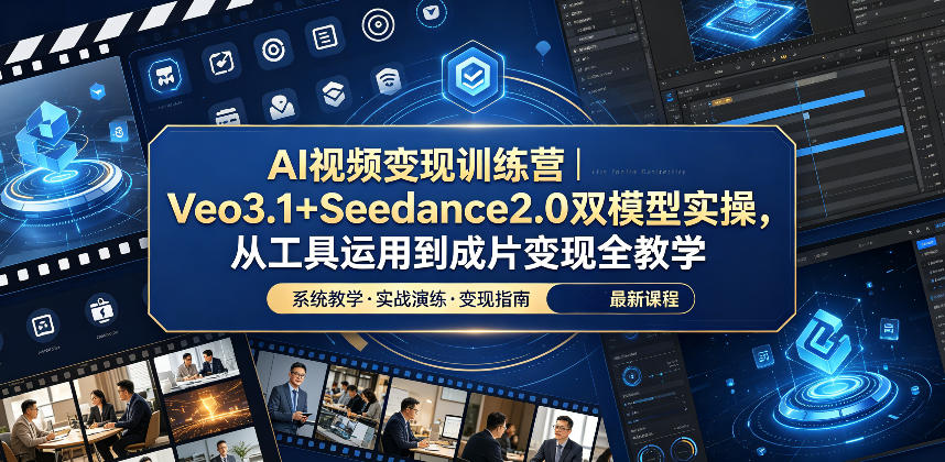 AI视频变现训练营｜Veo3.1+Seedance2.0双模型实操，从工具运用到成片变现全教学-好耶资源