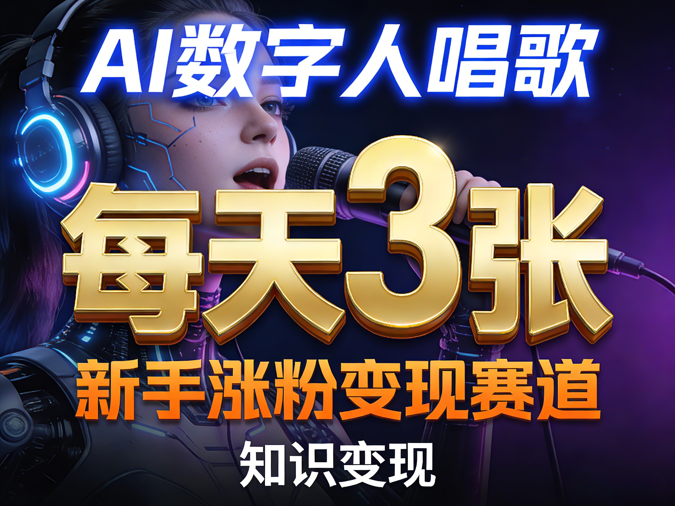 AI数字人唱歌，新手涨粉变现赛道，每天3张和知识付费，副业必备-好耶资源