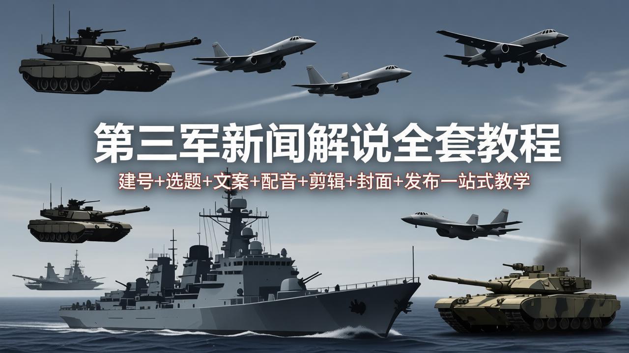 第三军迷新闻解说全套教程：建号+选题+文案+配音+剪辑+封面+发布一站式教学-好耶资源