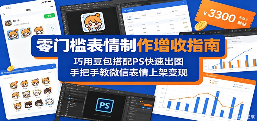 零门槛表情制作增收指南：巧用豆包搭配 PS 快速出图，手把手教微信表情上架变现-好耶资源
