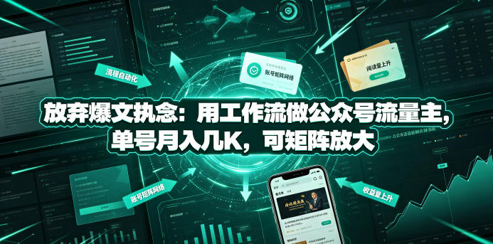 放弃爆文执念:用工作流做公众号流量主,单号月入几K,可矩阵放大-好耶资源