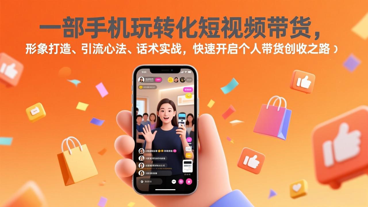 一部手机玩转化短视频带货，形象打造、引流心法、话术实战，快速开启个人带货创收之路-好耶资源