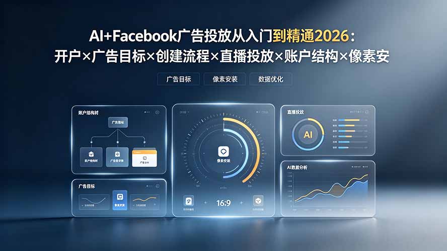 AI+Facebook广告投放从入门到精通2026:开户×广告目标×创建流程×直播投放×账户结构×像素安装×AI赋能-好耶资源
