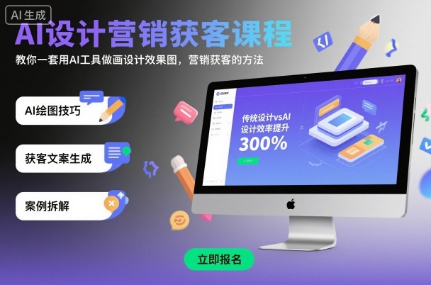 AI设计营销获客课程，教你一套用AI工具做画设计效果图，营销获客的方法-好耶资源