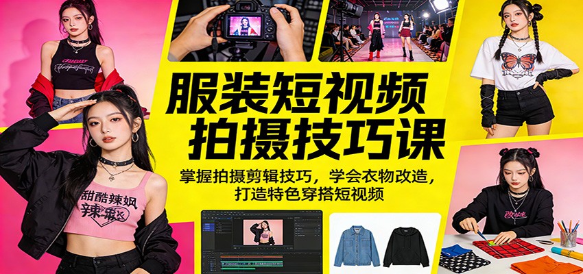 服装短视频拍摄技巧课：掌握拍摄剪辑技巧，学会衣物改造，打造特色穿搭短视频-好耶资源