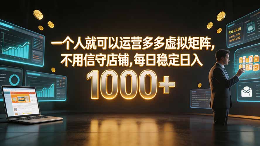 一个人就可以运营多多虚拟矩阵,不用值守店铺,每日稳定日入 1000+-好耶资源