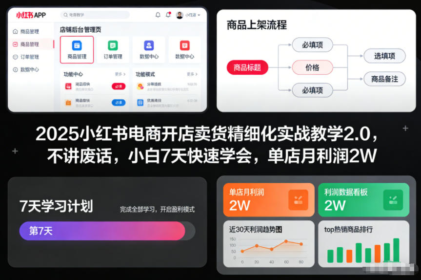 2025小红书电商开店卖货精细化实战教学2.0，不讲废话，小白7天快速学会，单店月利润2W-好耶资源