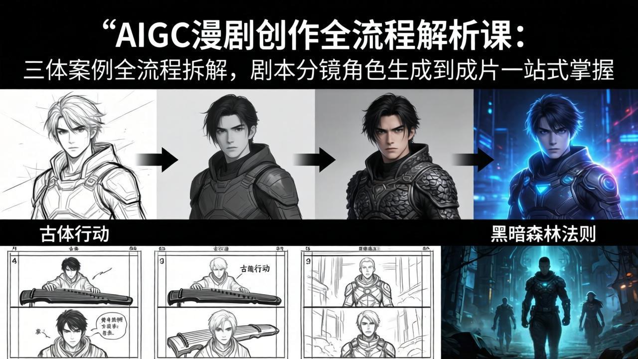 AIGC漫剧创作全流程解析课：三体案例全流程拆解，剧本分镜角色生成到成片一站式掌握-好耶资源