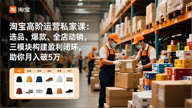 淘宝高阶运营私家课：选品、爆款、全店动销，三模块构建盈利闭环，助你月入破5万(更新12月-好耶资源