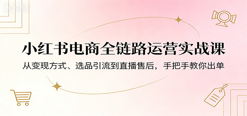 小红书电商全链路运营实战课：从变现方式、选品引流到直播售后，手把手教你出单-好耶资源