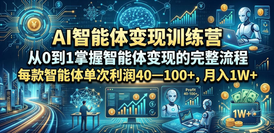 AI智能体变现训练营，从0到1掌握智能体变现的完整流程，每款智能体单次利润40—100+，月入1W+-好耶资源