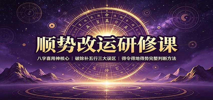 顺势改运研修课:八字喜用神核心,破除补五行三大误区,得令得地得势完整判断方法-好耶资源