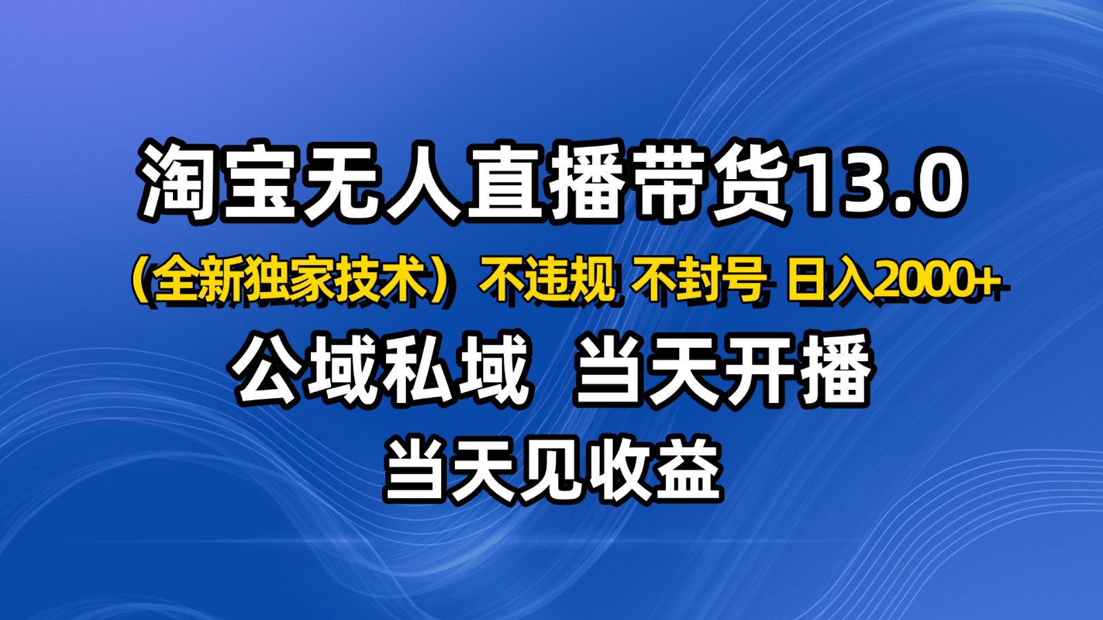 淘宝无人直播13.0，公域私域技术，不封号，不违规 布局下半年旺季赛道，日入2000+-好耶资源