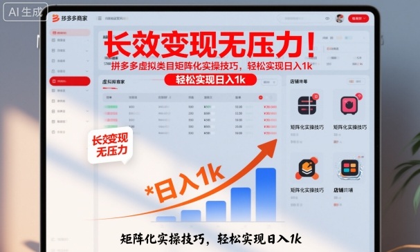 长效变现无压力！拼多多虚拟类目矩阵化实操技巧，轻松实现日入1k【揭秘】-好耶资源