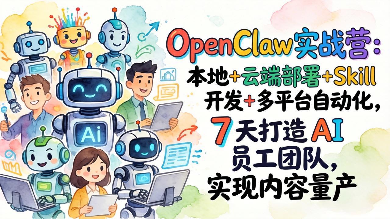 OpenClaw实战营:本地+云端部署+Skill开发+多平台自动化,7 天打造 AI 员工团队,实现内容量产-好耶资源