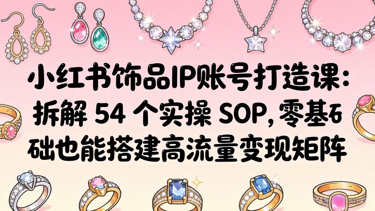 小红书饰品IP账号打造课：拆解 54 个实操 SOP，零基础也能搭建高流量变现矩阵-好耶资源