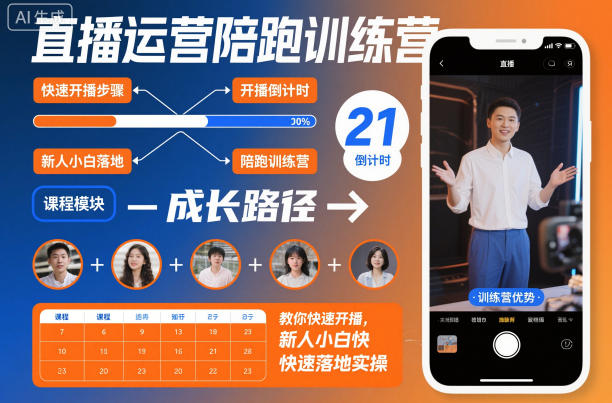 直播运营陪跑训练营，教你快速开播，新人小白快速落地实操-好耶资源