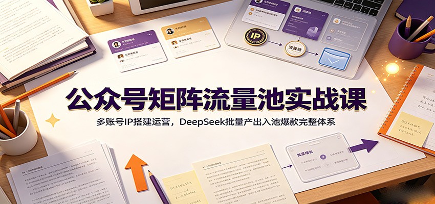 公众号矩阵流量池实战课：多账号IP搭建运营，DeepSeek批量产出入池爆款完整体系-好耶资源
