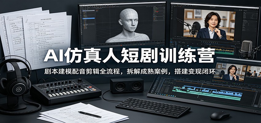 AI仿真人短剧训练营:剧本建模配音剪辑全流程,拆解成熟案例,搭建变现闭环-好耶资源