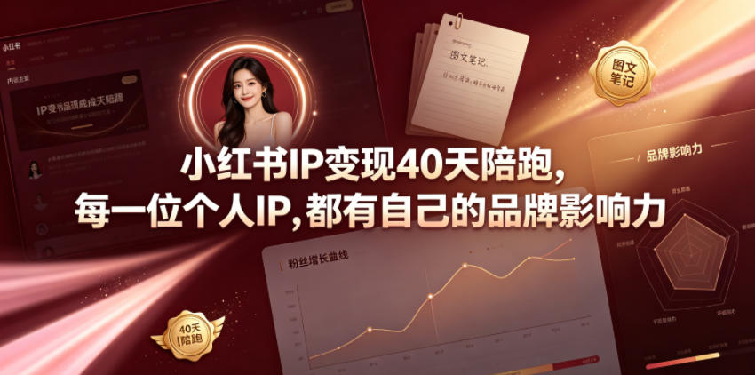 小红书IP变现40天陪跑，每一位个人IP，都有自己的品牌影响力-好耶资源