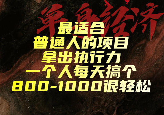 最适合普通人的项目，拿出执行力一个人每天搞个800-1k很轻松【揭秘】-好耶资源