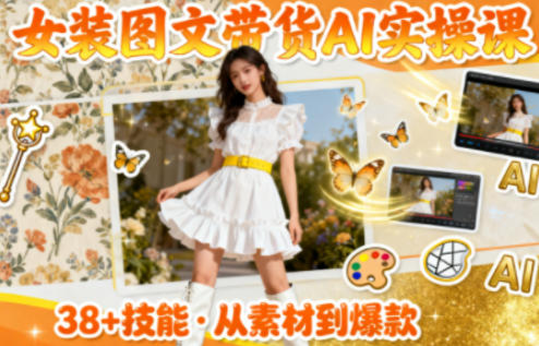 女装图文带货的AI实操课,覆盖38个实用技能,快速提升素材制作效率-好耶资源
