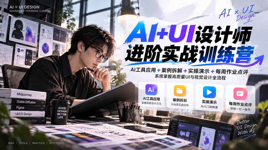 (20905期)【无水印】AI+UI设计师进阶训练营-第4期:AI工具应用+案例拆解+实操演示+作业点评,掌握高质量UI与视觉设计全流程-好耶资源
