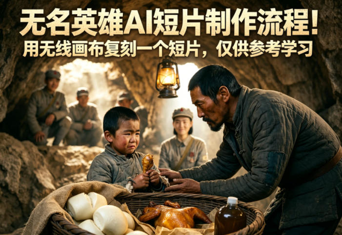 无名英雄AI短片制作流程！用无线画布复刻一个短片，仅供参考学习-好耶资源
