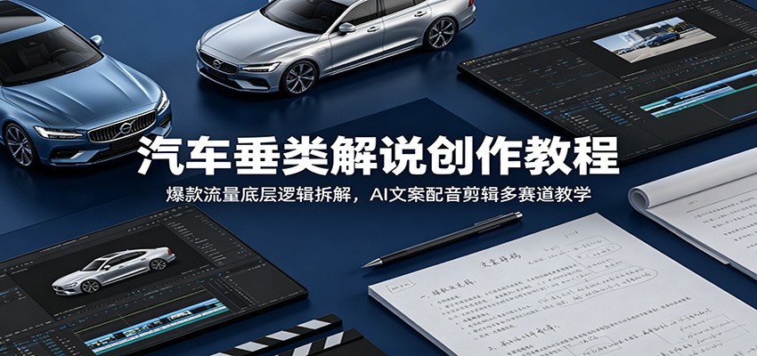 汽车垂类解说创作教程：爆款流量底层逻辑拆解，AI文案配音剪辑多赛道教学-好耶资源