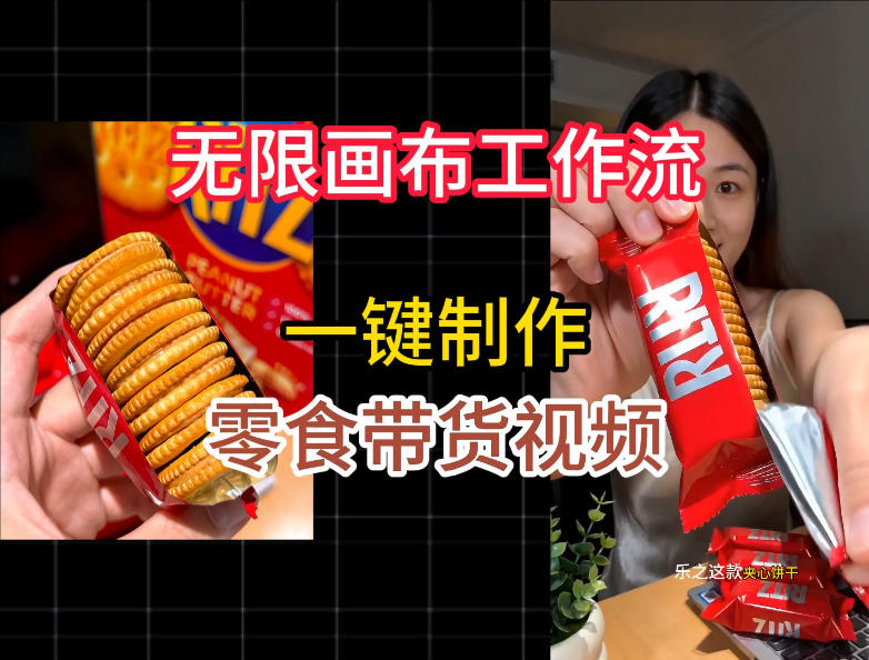 无限画布工作流一键制作零食带货视频，操作简单实操教学-好耶资源