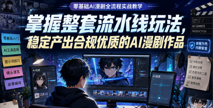零基础AI漫剧全流程实战教学，掌握整套流水线玩法，稳定产出合规优质的AI漫剧作品-好耶资源