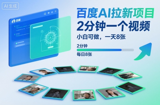 百度AI拉新项目，2分钟一个视频，小白可做，一天8张【附案例+保姆级教程】-好耶资源