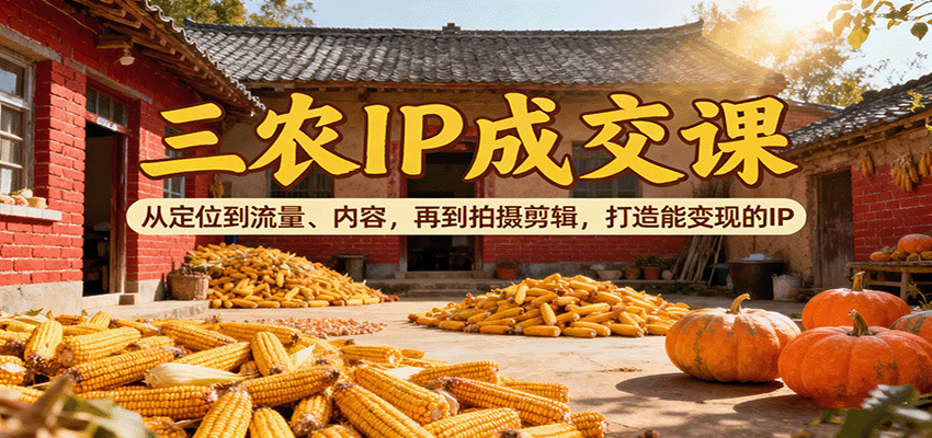 三农IP成交课：从定位到流量、内容，再到拍摄剪辑，打造能变现的IP-好耶资源