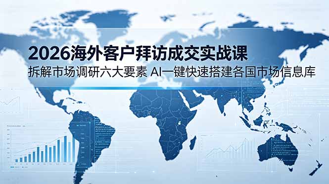 2026海外客户拜访成交实战课：拆解市场调研六大要素，AI一键快速搭建各国市场信息库-好耶资源