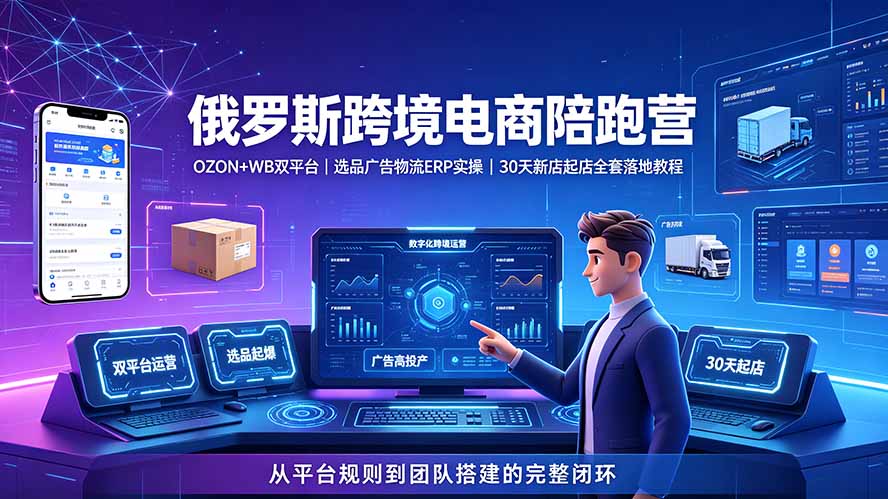 2026俄罗斯跨境电商陪跑营：OZON+WB双平台｜选品广告物流ERP实操｜30天新店起店全套落地教程-好耶资源