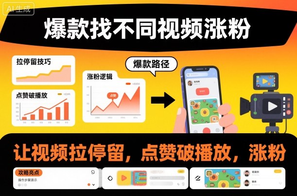 爆款找不同视频涨粉，让视频拉停留，实现点赞，破播放，涨粉-好耶资源